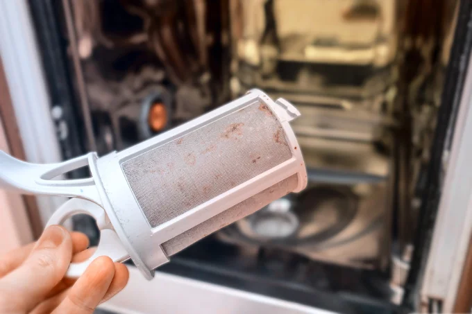 a clogged filter from a dishwasher leaking in houston tx