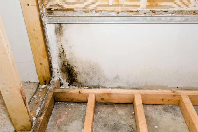 this is mold behind drywall of a home home, you can see that dark circular patched on the drywall