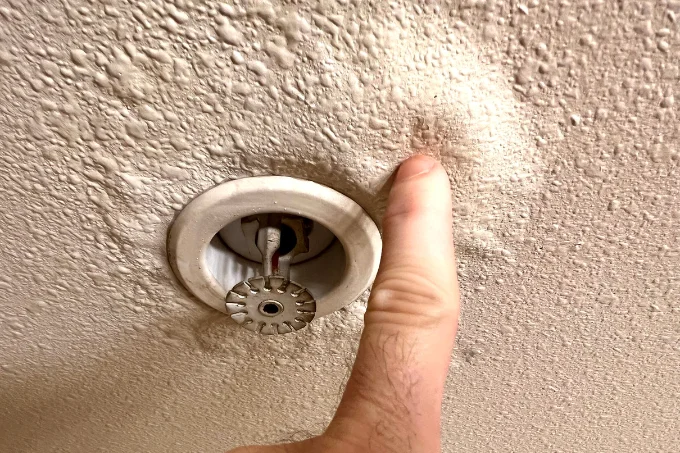 you can see some peeling paint from the ceiling causing major water damage