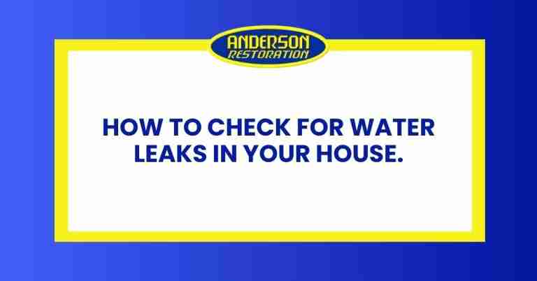 Promotional graphic for Anderson Restoration's blog post on How to Check for Water Leaks in your House.