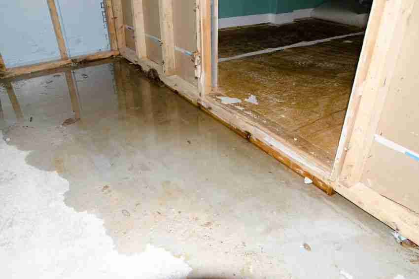 water staying on the floor.