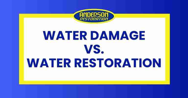 Water damage vs water restoration comparison graphic by Anderson Restoration in Houston.