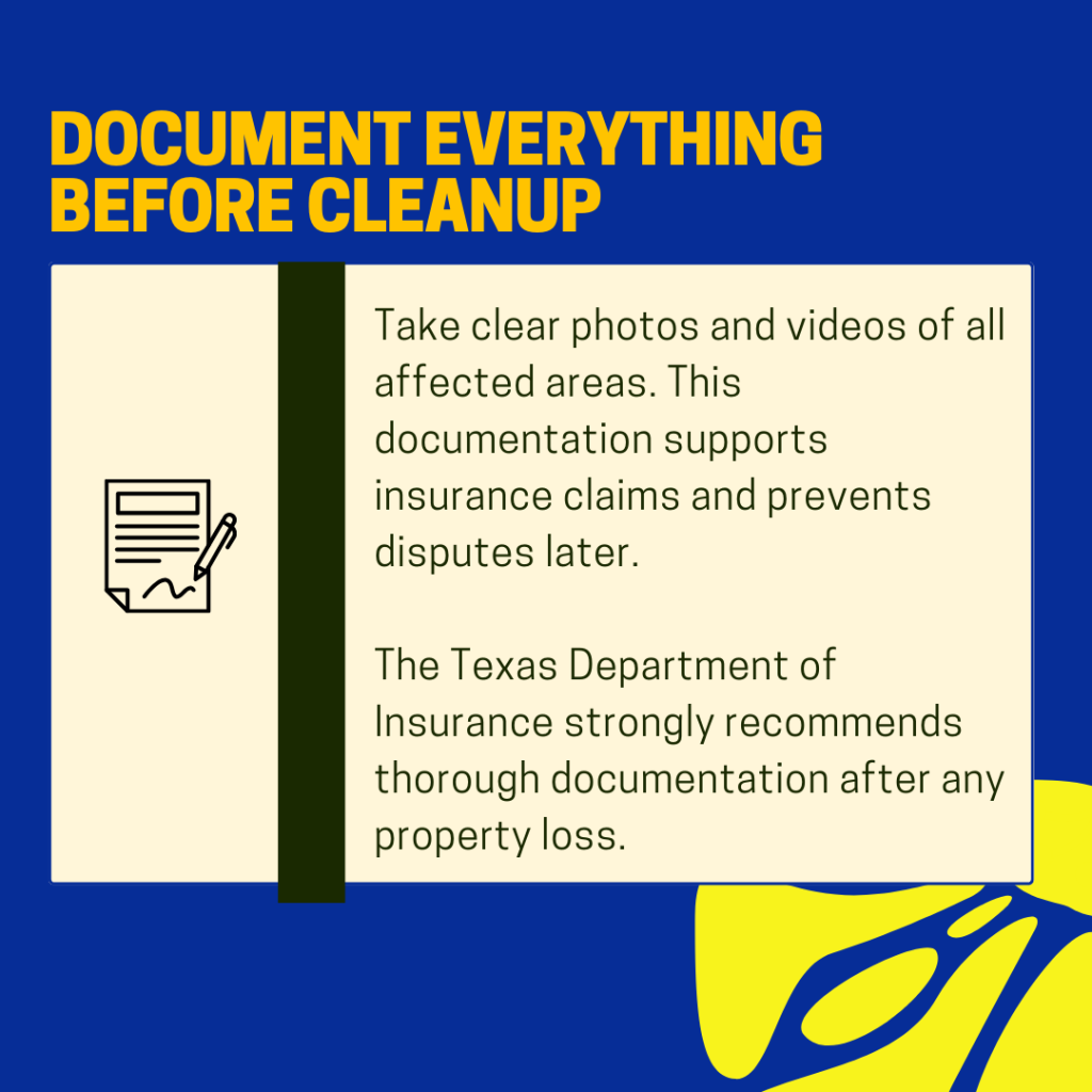 Documenting property damage with photos and videos before cleanup as part of water damage restoration tips for insurance claims.