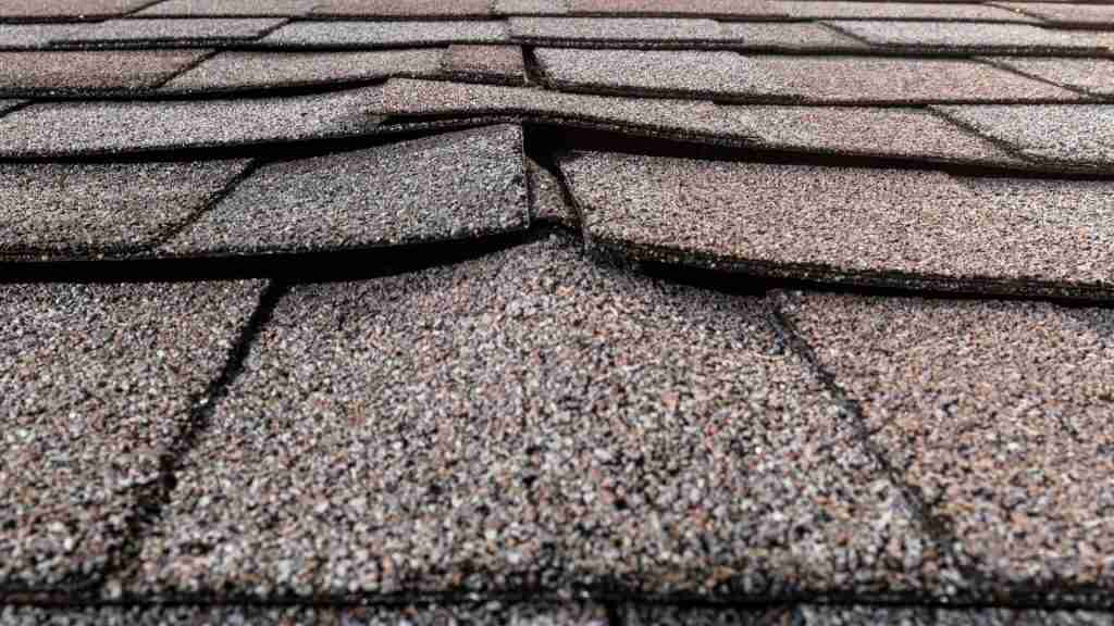 Cracked rubber pipe boot on a residential roof with visible gap around the vent pipe, Houston-area home in background