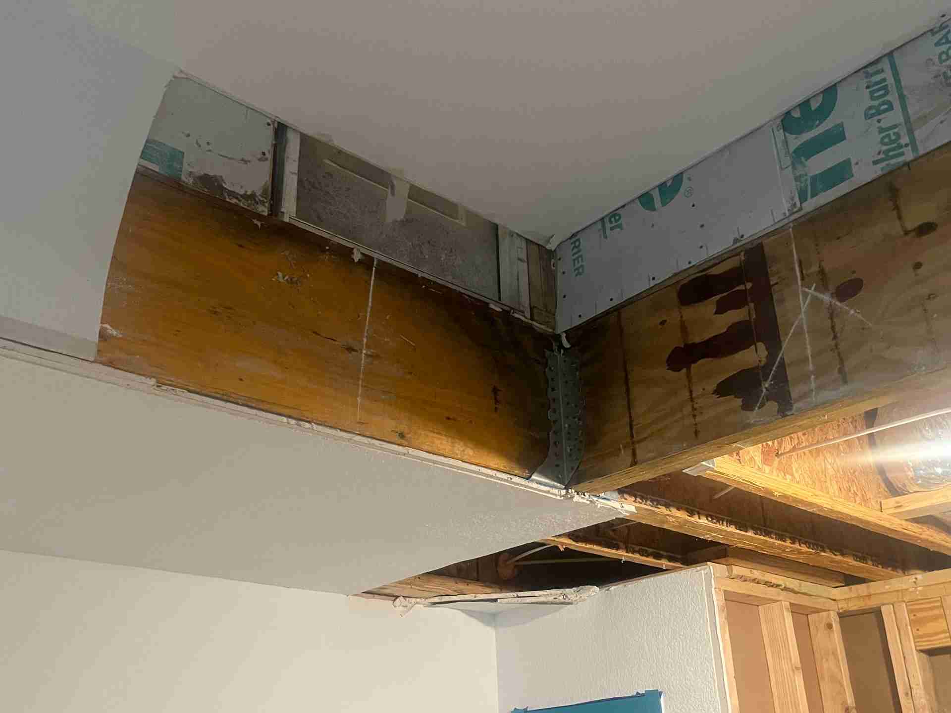 Hidden mold growth discovered on ceiling decking in a Spring TX home before remediation